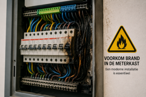 Moderne meterkast met aardlekschakelaars ter voorkoming van brand